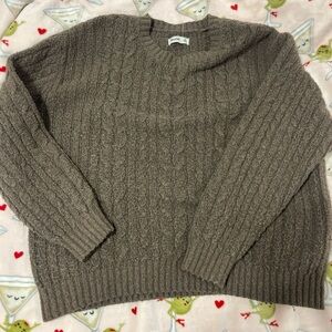 Hollister Taupe Cable Knit Sweater